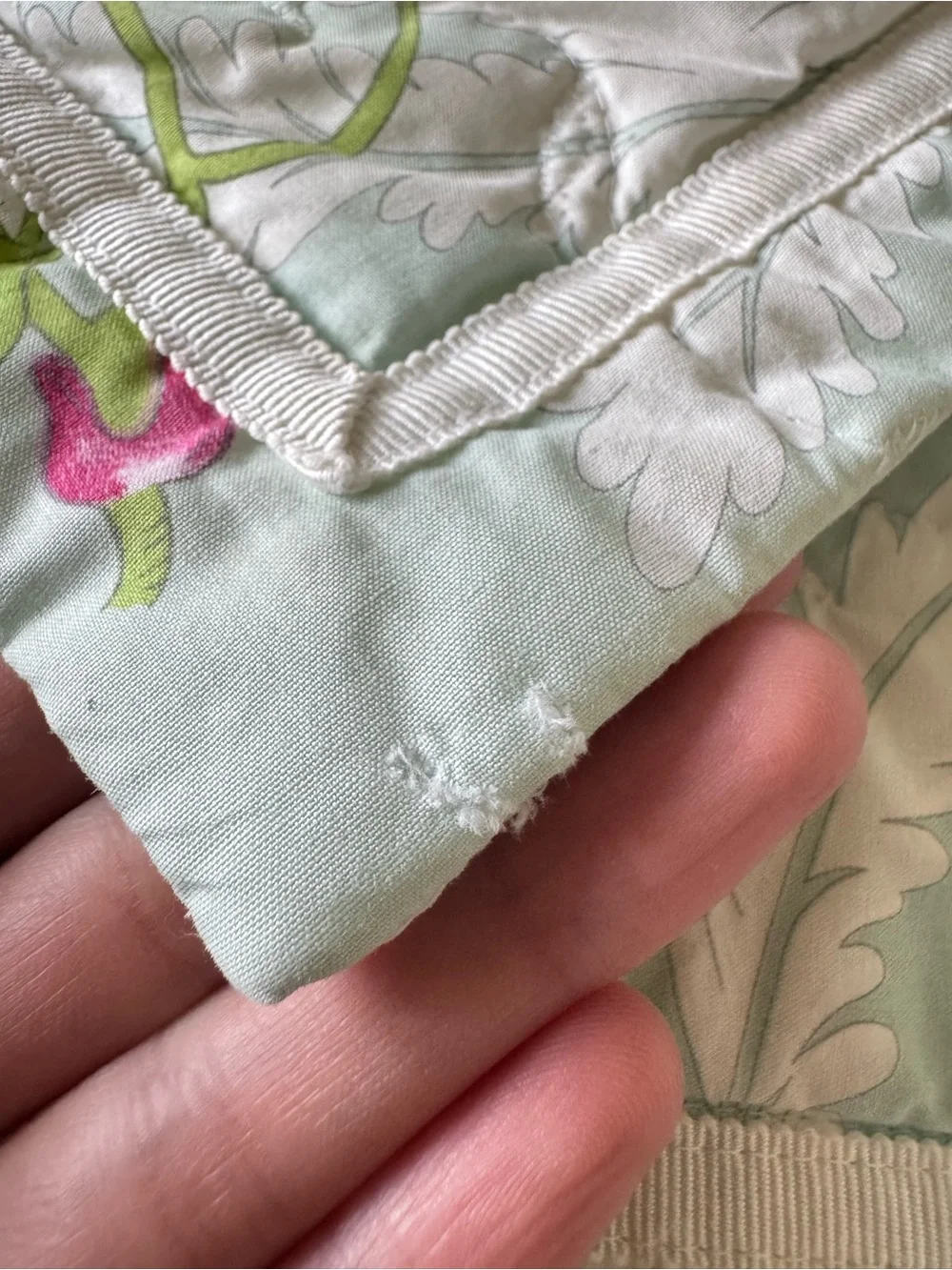 Yves Delorme Set Quilted Floral Parrot Pillow Sham Euro Boudoir French Cottage